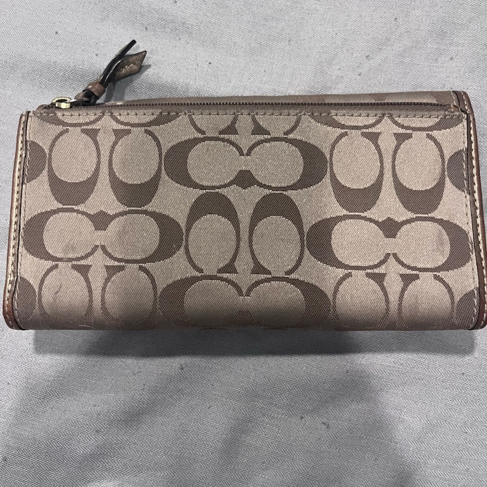 Coach Brown Signature Wallet with Monogram Pattern - Picture 2 of 4